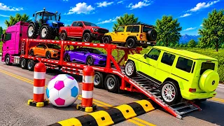 Flatbed Trailer Truck vs Speed Bumps & Pothole |Transportation with Truck - BeamNG.Drive #2