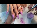 Nail Tutorial How to do purple and nude ombre with white 3D white flowers encapsulated
