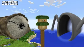 SURVIVING FROM SEA EATER AND SANDWORM in Minecraft - Gameplay
