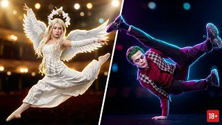 Dance competition between angels and clowns #Clown #Angel
