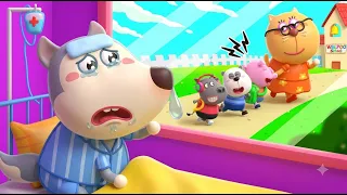 ¡Mamá, quiero ir a la escuela! ¡Extraño a mis amigos! 💔 El bebé está enfermo | Wolfoo en Español