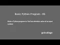 EP 09 Language Python Basic Program I go2collage