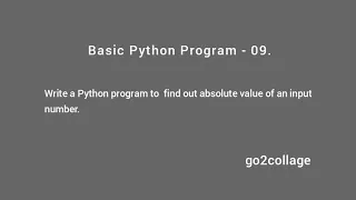 EP 09 Language Python Basic Program I go2collage