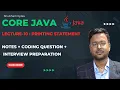Lecture-10 Java Printing Statement Core Java Full Course Hindi Tutorial Shubham Bytes