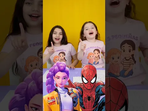 😍1 color 💜RUMI x SPIDERMAN! 🕷️Las Pequeñas colorean! #challenge #art