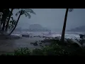 Wind & Rain With Crashing Waves On A Beach | Howling Winds | Crashing Waves | 4K
