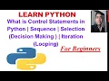 What is control statements in Python Sequence Selection Decision Making Iteration Looping