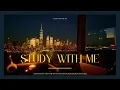 1 Hour STUDY WITH ME New York City Manhattan Skyline Sunset Fire Crackling No Break No Music