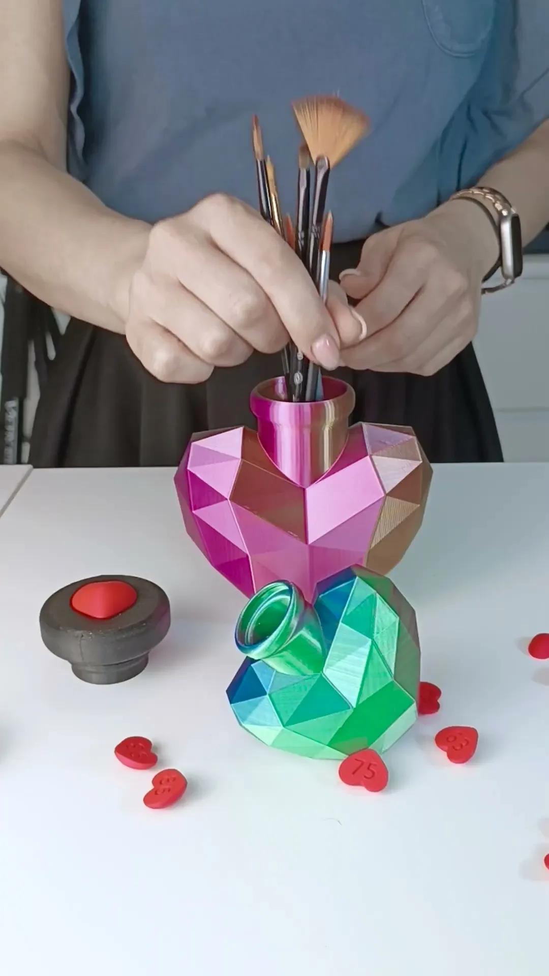 Love Potion LowPoly + Heart Lid, 2x Heart Shaped, No Support