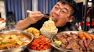 메뉴만봐도 설레는 소등심구이와 된장찌개 오늘은 특별히 더 맛있는 사운드로 대박 레전드 먹방 Grilled beef sirloin realsound koreanfood Mukbang