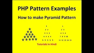 Pyramid Shape Pattern in PHP How to print number pyramid star pyramid tutorials in Hindi Part 20