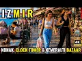 Izmir Turkey 2026 4K Walking Tour Konak Beach Clock Toewer Kemeralti Bazaar Crowded Streets
