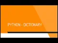 Python Part 9 Dictionary Malayalam