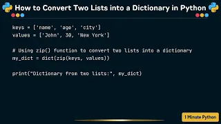 How to Convert Two Lists into a Dictionary in Python