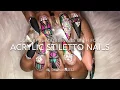 Acrylic Nails For beginners Stiletto Black Matte Nails With Designs
