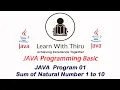 JAVA Programming JAVA Program 01 Sum of natural number 1 to 10