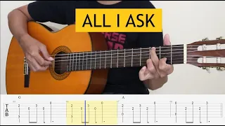 Download ALL I ASK - ADELE - Fingerstyle Guitar Tutorial TAB + Chords + Lyrics MP3