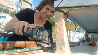 S3E43 Puttering on the boat – bimini frame almost done