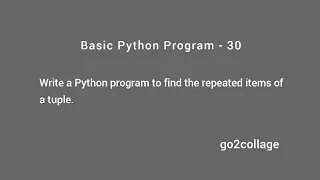 EP 30 Language Python Basic Program I go2collage
