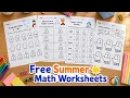 FREE Summer Activity for Number worksheets kindergarten