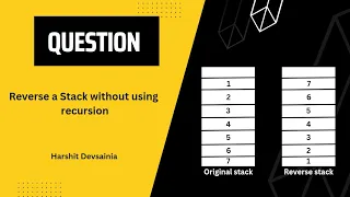 Reverse a Stack without using recursion Stack DSA harshitdevsainia