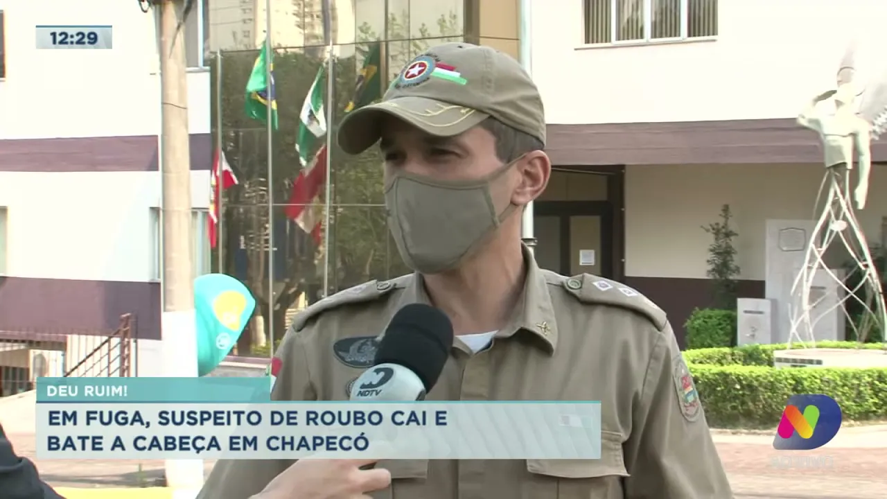 Deu ruim! Em fuga, suspeito de roubo cai e bate a cabeça em Chapecó