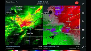 Gaylord Michigan tornado Friday May 20 2022 Doppler Radar