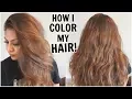 How I Dye My Hair Light Golden Brown at Home How I Color My Hair From Dark To Light DIY Root Touchup