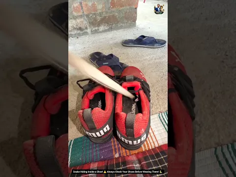 Snake Hiding Inside a Shoe! ⚠️ Always Check Your Shoes Before Wearing Them! 🐍 #SnakeSafety