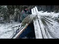 3 Days of building a shelter, a wooden hut in the forest alone as a shelter - Life in the forest