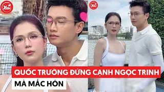 Quoc Truong dung canh Ngoc Trinh nhung mac hon Bi ekip chinh ngay tai cho moi voi tem lai
