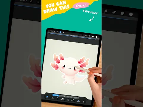 Drawing a cute axolotl sticker in Procreate ✨🦎 #artwithflo #youcandrawthis
