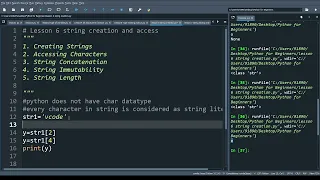 Lesson 6 String in python String Concatenation String Immutability Accessing Characters len