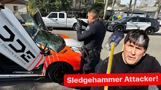 Download 3 MEN ATTACK LAMBORGHINI OWNER AND SMASH CAR WITH SLEDGEHAMMER! MP3