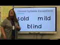 Closed Syllable Exceptions