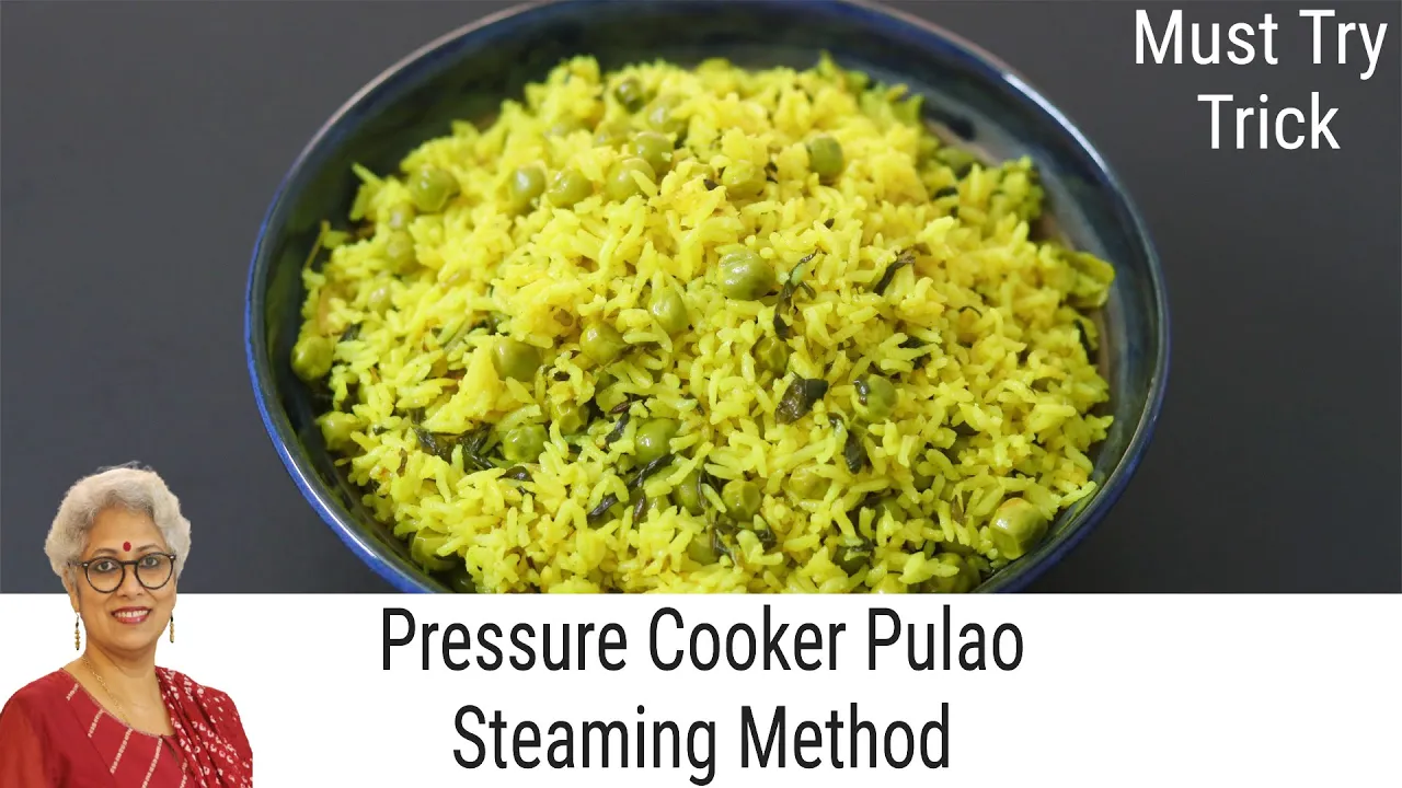 Pressure Cooker Pulao - Steaming Method - Green Peas Pulao In Pressure Cooker - Matar Pulao Recipe