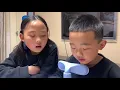 Sister teaches brother English a lot of patience