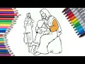 Coloring Jesus Christ with a Kid Step by Step