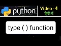 PYTHON TUTORIAL -4 type function Hindi