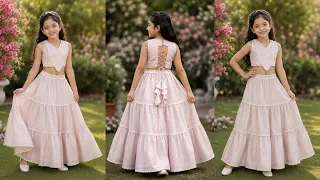 Onam Special 🌸 Baby Layered Lehenga Choli Cutting & Stitching | Easy Designer Lehenga  For Girls✂️✨