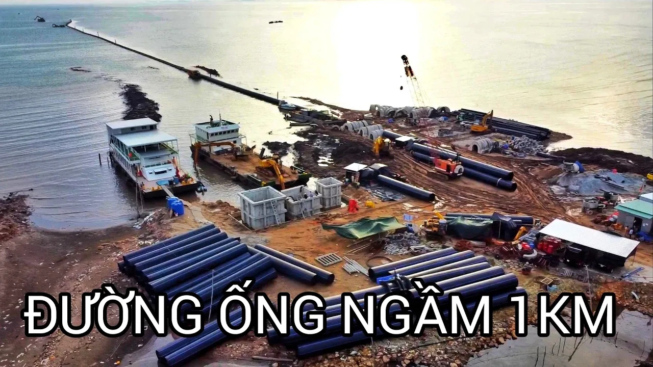 Outline Video FLYCAM | THÔNG TIN TIẾN ĐỘ ĐƯỜNG ỐNG NGẦM DẪN NƯỚC MẶN NUÔI TÔM CÔNG NGHIỆP