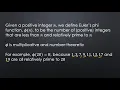 Number Theory - Euler s Phi Function
