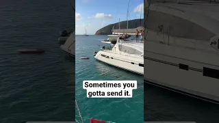 Sending it off the boat! #sailingfamily #sailing #boatlife #bvi #usvirginislands #sendit