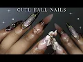 CUTE FALL ALMOND NAILS Acrylic application detailed nail art Fall Nails