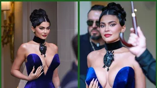 Kylie Jenner's Plunging Velvet Gown Is Giving Gothic Vampire || Paris Fashion Week