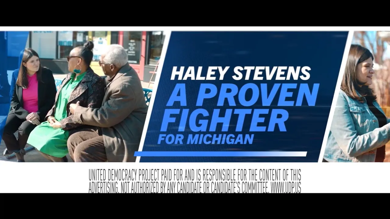 United Democracy Project — Haley Stevens Fights Back and Leads the Fight for Michigan (YouTube video ad)