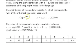 Zipf distribution -