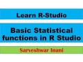 Basic Statistical functions inbuilt in R Studio