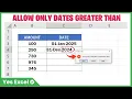 Allow Dates Greater Than - Excel Data Validation