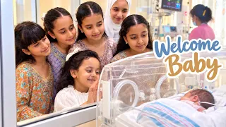 ماما ولدت 😍 جانا بيبي جديد 🍼 وأخيراً بناتي  راحوا يشوفون بيبي راكان لأول مرة🥹 سوالف بناتي 